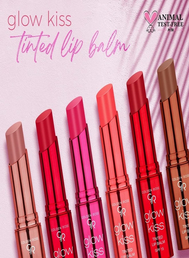 Golden Rose Cosmetics Glow Kiss Tinted Lip Balm with SPF15, Vegan Formula (Berry Pink) - Image 4